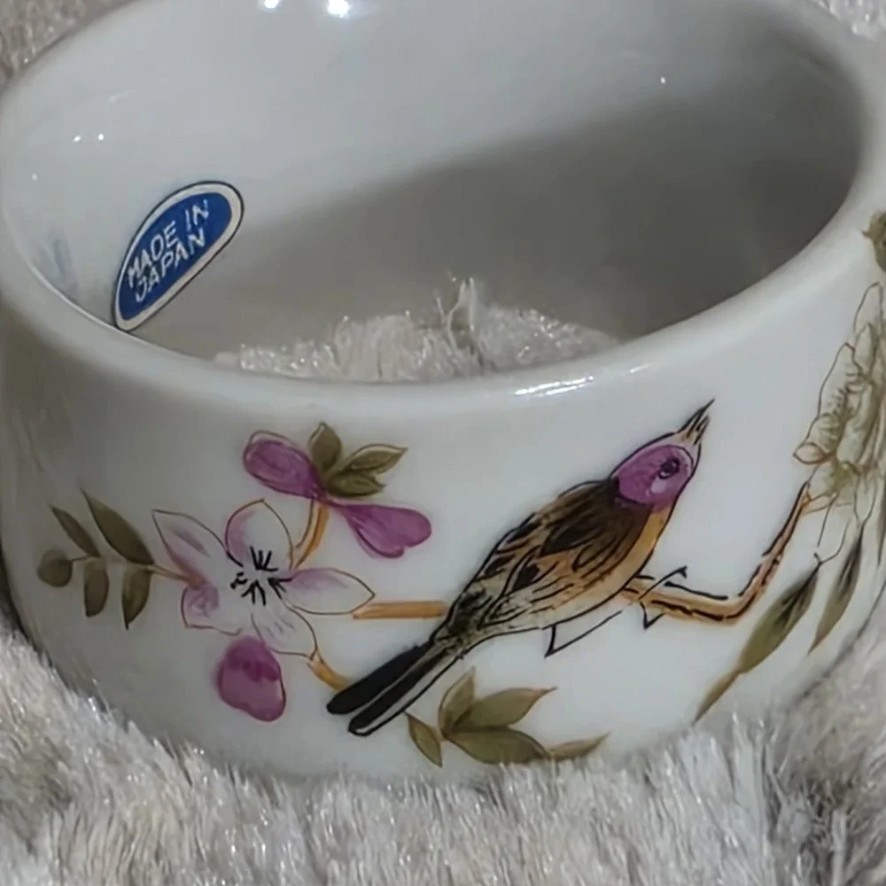 6 Vintage Shafford Chinese Garden Porcelain Napkin Rings Japan Hand-Painted Bird
